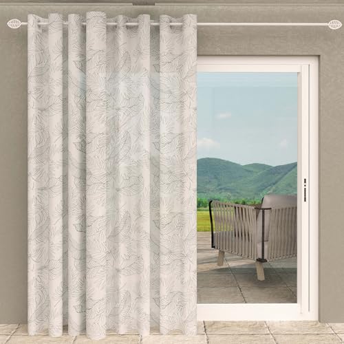 Soleil d'ocre, Celia Khaki Eyelet Curtains for Bay Window 280 x 250 cm