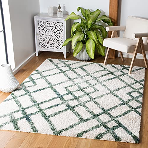 Safavieh Shag Rug for Living Room, Dining Room, Bedroom - Berber Shag Collection, Short Pile, in Ivory, 122 X 183 cm