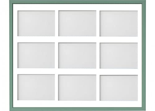 Frame Company Drayton Multi Aperture Photo Frame, Green, 20x16 for 6x4 inch (x9)
