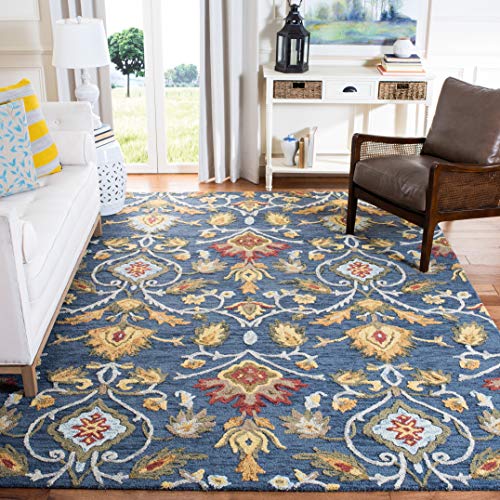 Safavieh Contemporary Rug for Living Room, Dining Room, Bedroom - Blossum Collection, Short Pile, in Navy and Mutli, 244 X 305 cm