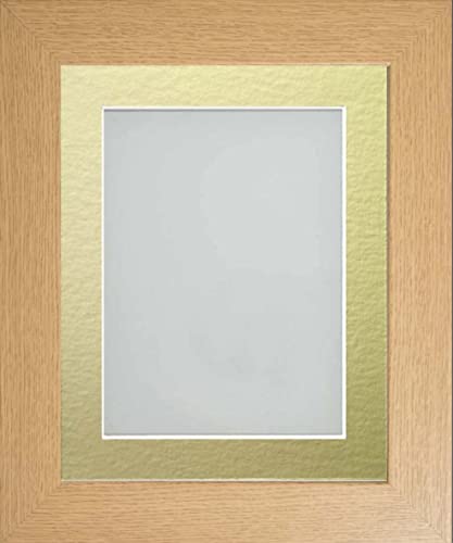 Frame Company Watson Beech Picture Photo Frame fitted with Perspex, 14x11 inch with Gold Mount for image size A4