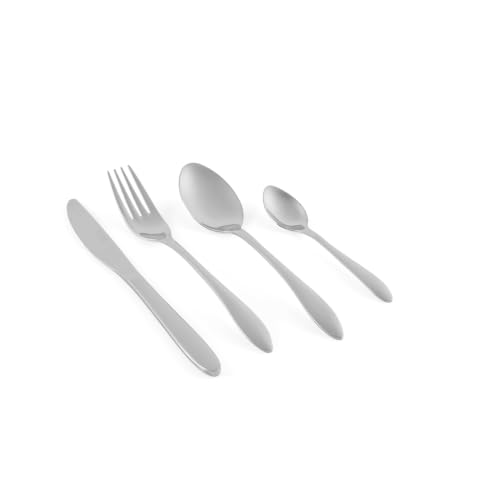Russell Hobbs Cologne Cutlery Set 16 Piece, 18/10 Stainless Steel, Silver - Service For 4, Mirror Polish Finish, Dishwasher Safe, Includes 4 Knives 4 Forks 4 Spoons 4 Teaspoons