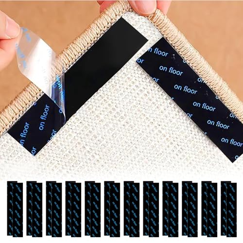 Muexoee Pack Of 24 Reusable Anti-Slip Rug Grippers - Multi-Purpose Washable Carpet Tape & Grippers For Laminate/Wooden Floors, Fits All Kinds Of Rugs & Carpet