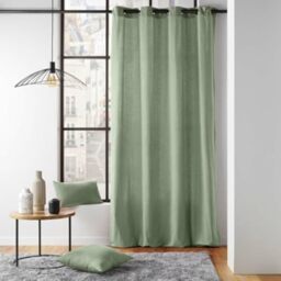 Douceur d'Intérieur, Curtain with eyelets (135 x 260 cm) Twily Sage, Cotton/Recycled Polyester