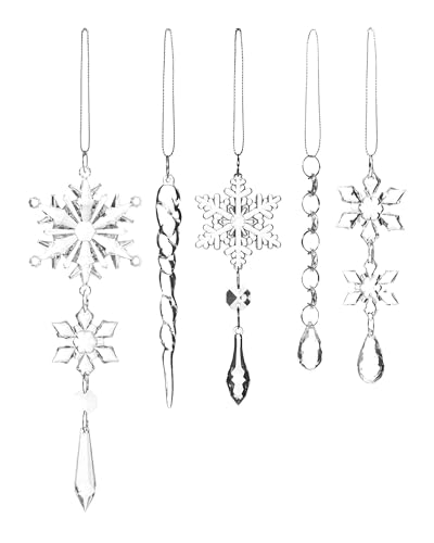 Frosted Iridescent Glass Icicles – Set of 6 Christmas Tree Decorations, 15–25 cm