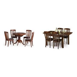 Julian Bowen Canterbury Round to Oval Extending Dining Table, Mahogany & Canterbury Set of 2 Dining Chairs, Mahogany