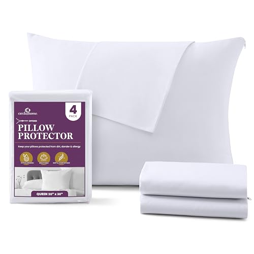100% Cotton - Pillow Cover - Zipper Style - 200 Thread Count (Queen - Set of 4)
