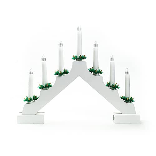 Status Lienz Candle Bridge - 7 Warm White Festive LED Candle Lights - Indoor Christmas Lights with Timer - Battery Operated - White - LIENZ7WHITEBWW6