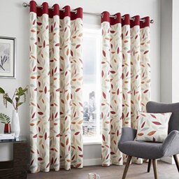 "Fusion - Beechwood Curtains, 117 x 137cm, Red, 46"" Width x 54"" Drop"