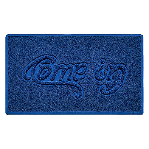 Nicoman COME-IN Embossed Shape Door Mat Dirt-Trapper Washable Barrier Doormat-(Use Indoor or Sheltered Outdoor)-(75x44cm/29.5x17.3inches,Medium) Blue