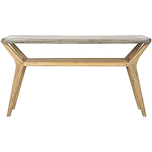 SAFAVIEH Concrete Outdoor Console Table, in Dark Grey, 45 X 140 X 75