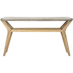 SAFAVIEH Concrete Outdoor Console Table, in Dark Grey, 45 X 140 X 75