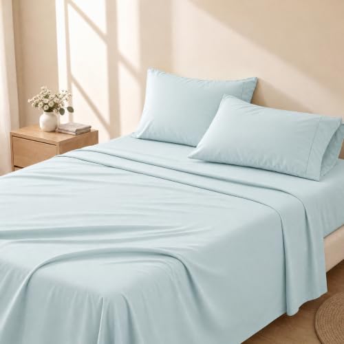 Cathay Home 90GSM Solid Sheet Set, King, Aqua