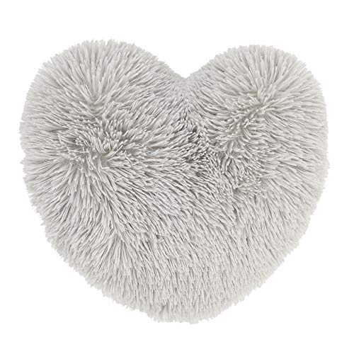 Catherine Lansfield Cuddly Heart Faux Fur 3D Cushion Silver