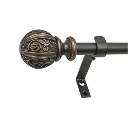 "Decopolitan 29992-48VB Leaf Ball 5/8"" Curtain Rod Set, 48 to 86 Inches, Vintage Bronze"