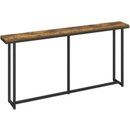 Yaheetech Slim Industrial Console Table, 160 × 20 × 81 cm, Rustic Brown