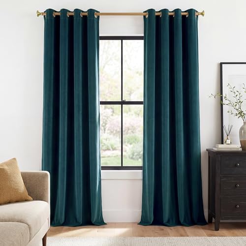 StangH Teal Blackout Velvet Curtains Thermal Insulated, W52 x L108, 2 Pcs - Luxury 300GSM Velvet, Grommet Window Drapes, Heat Block Out, Noise Absorb, Bedroom, Guest Room, Living Room, Villa Window