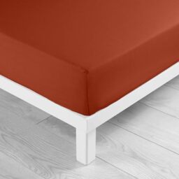 douceur d'intérieur, Fitted Sheet (180 x 200 cm) Lina Terracotta, 100% Cotton