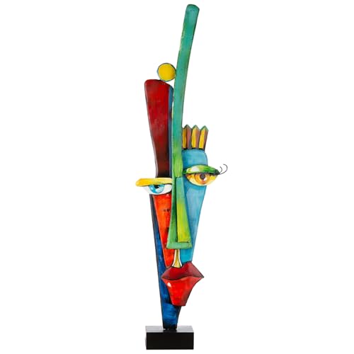 GILDE Casablanca Alta Fronte Sculpture - Metal - Multicoloured - Height 101 cm - Face Motif - Art - Decoration - Home Accessory - Living Room