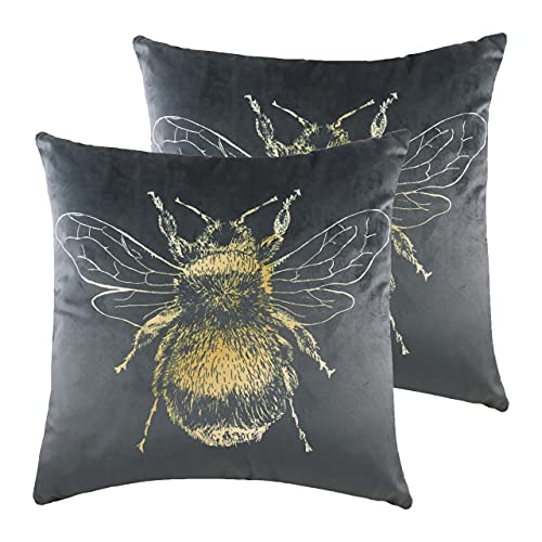 furn. Goldbee Twin Pack Polyester Filled Cushions, Grey, 43 x 43cm