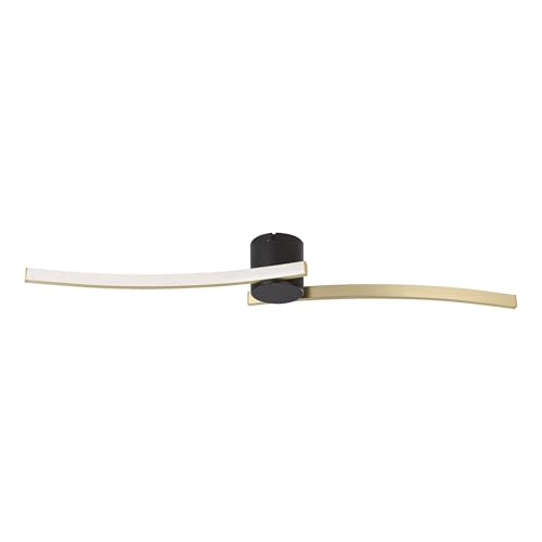 Eglo LED Ceiling lamp Aieta, Living Room Lighting, Bedroom lamp, Metal Black and Brass Brushed Plastic, Warm White, 13 x 72 cm