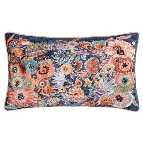 furn. Wylder Tropics Aquess Velvet Piped Polyester Filled Cushion