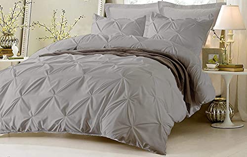 100% Egyptian Cotton 1 Pc Silver Grey Duvet Cover Oversized King High - 800 Series Hotel Quality Pinch Pleated Duvet Cover Buttery Soft, Breathable Oversized King All Season Cool & Cozy Duvet Cover