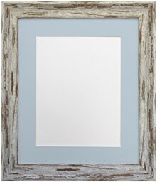 FRAMES BY POST Distressed Industrial Dark Brown Wash Photo Frame with Blue Grey Mount 60x80cm Pic Size 50cmx70cm (Plastic Glass)