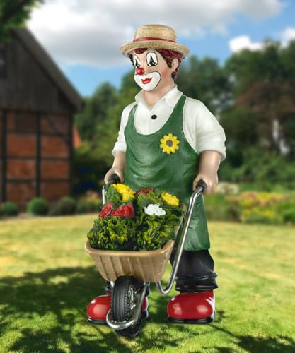 GILDE Clown Garden Happiness Made of Resin - Garden Decoration Figure and Collector's Item - Multicoloured, 16 cm High, 6 cm Wide, 11 cm Deep
