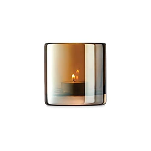 LSA Epoque Tealight Holder H8.5cm Amber/Lustre- 1 Unit - Mouthblown & Handmade Glass - EQ09