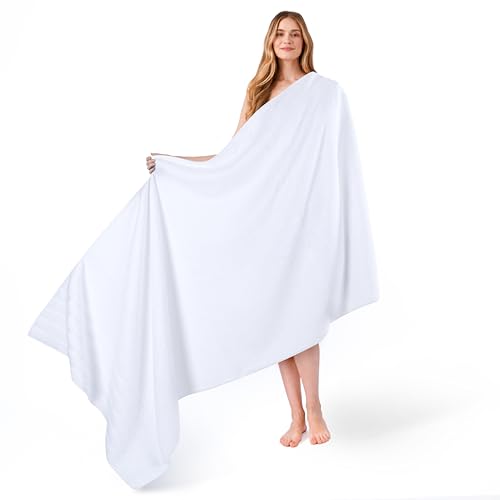 American Soft Linen Jumbo Large Bath Towels, 100% Turkish Cotton 35 in 70 in, Bath Towel Sheets for Bathroom, White Bath Sheet