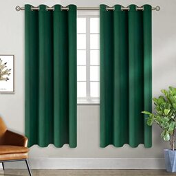 BGment Blackout Curtains for Bedroom, Thermal Insulated Window Drapes Grommet Top Window Drapes for Bedroom, 55 x 69 Inch, Green, Set of 2