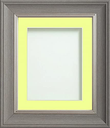 Frame Company Drummond Range Gunmetal Grey 20x16 inch Picture Photo Frame with Lemon Bon Bon Mount for Image 15x10 inch * Choice of Sizes* Fitted with Real Glass