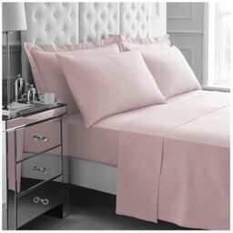 GC GAVENO CAVAILIA 4Pieces Hotel Quality Sheet Set Double - 100% Polyester Bedding - Includes Fitted Sheet, Flat Sheet & Pillowcases - Wrinkle & Fade Resistant, Everyday Home Use - Pink