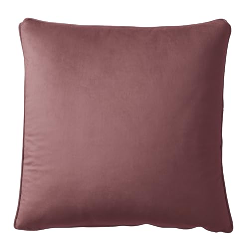 Appletree Heritage Velvet Cushion Cover, Plain Dye, Decorative, 1 Piece, 55 x 55 cm, Pink, 100% Polyester, Square, Piped Edges