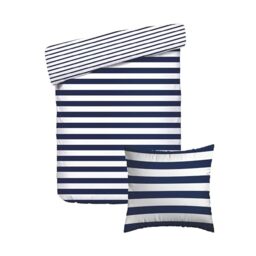 Pure Cotton 2-Piece Single Bed Linen – Duvet Cover 135 x 200 cm and 1 Pillowcase 80 x 80 cm – 100% Cotton Satin, 80 Thread Count – Oeko-TEX Certified – Navy Foam – Blue