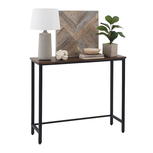 Relaxdays console table, HxWxD: 75x75x24 cm, industrial style table, hallway & living room, metal & MDF, brown/black