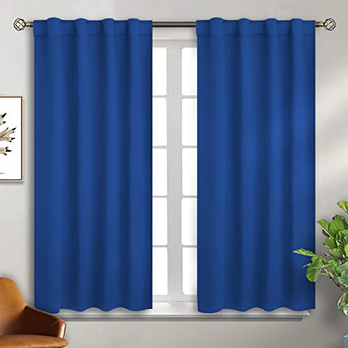 BGment Rod Pocket and Back Tab Blackout Curtains for Bedroom - Thermal Insulated Room Darkening Curtains for Living Room, 2 Window Curtain Panels (38 x 45 Inch, Classic Blue)