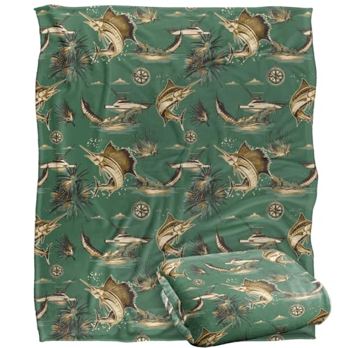 Jq Licensing - Jl-Jp-Jq Billfish Tiki Fishing Pattern Silky Touch Super Soft Throw Blanket 152 X 127 Cm