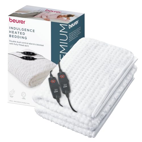 Beurer Indulgence Heated Bedding, double dual size, 190 x 137 cm - Electric blanket with fully fitted skirt, soft & cosy fleece topper, machine washable