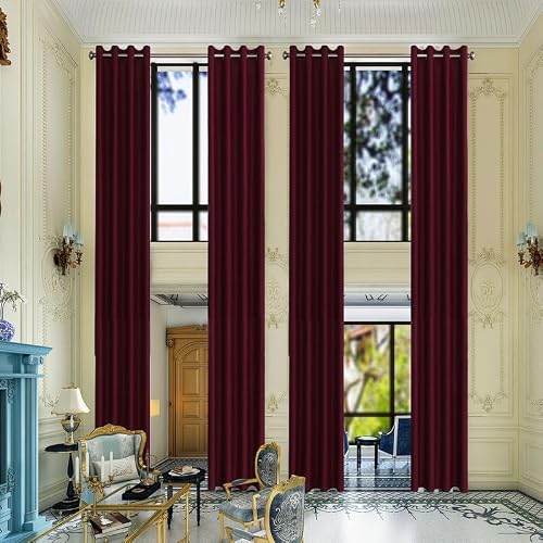 Grichril Extra Long Blackout Curtains - 2 Story High Living Room Drapes - Tall Curtains for High Ceiling or Long Window - 144 156 168 192 204 216 240 Inch 12ft-20ft Length(1 Panel,Burgundy, 52???x168???)