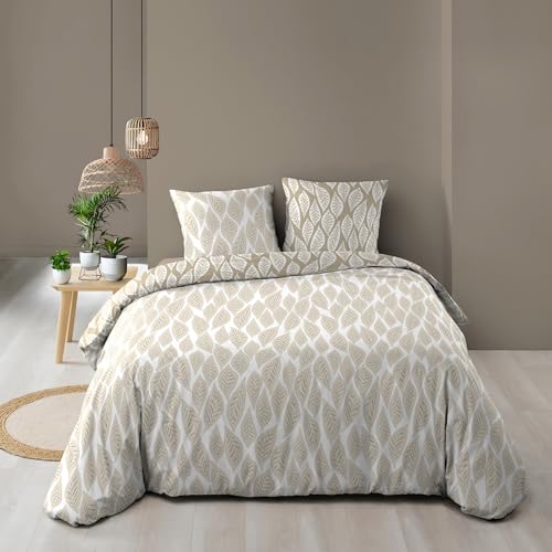 Douceur d'Intérieur, Mareva 3-Piece Reversible Bedding Set (260 x 240 cm) - 100% Cotton