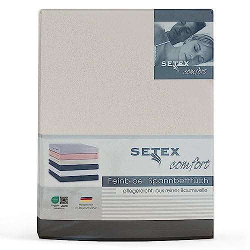 SETEX - Flannelette Bed Sheet with Elastic Band Cuddly Soft - Flannelette Fitted Sheet Made of 100% Cotton with All-Round Elastic Band - Bed Sheet 90 x 200 cm Natural