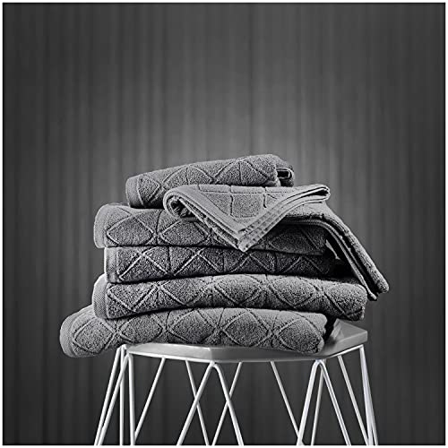 GC GAVENO CAVAILIA Luxury Egyptian Cotton 2 Pack Super Soft 600 GSM Geo Triangle Absorbent Bath Towel, 70X120 Cm, Charcoal