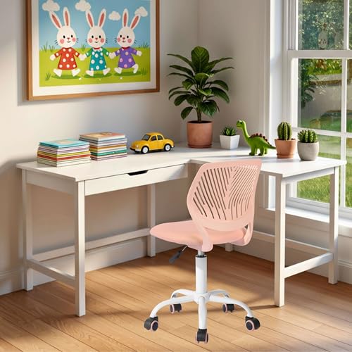 FurnitureR Children's Desk Height Adjustable Colourful Ergonomic Youth Chair with Backrest and Armrests, Children's Chair with 5 Wheels, for Children 3-10 Years Old, Maximum Load 100 kg