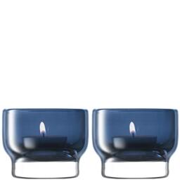 LSA International Utility Tealight Holder H6cm Sapphire - Set of 2 - Mouthblown & Handmade Glass - UT83
