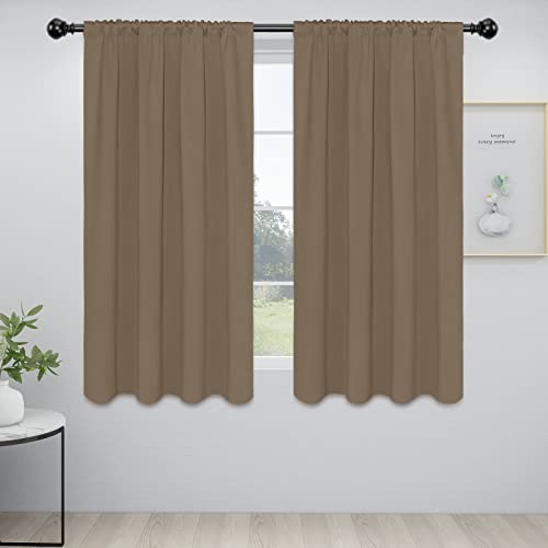 Easy-Going Rod Pocket Blackout Window Treatments Curtains for Bedroom, Room Darkening Window Curtains for Living Room, Thermal Insulated Noise Reduction Solid Window Drapes, 2 Panels(42x63 in, Camel)