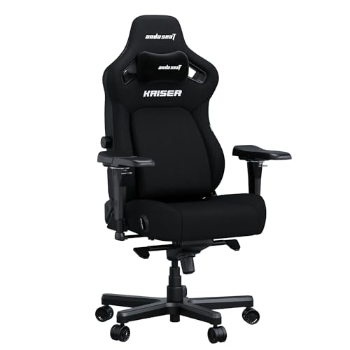 Anda Seat Kaiser 4 Gaming Chair for Adults - XL Reclining Video Game Chairs with 4-Level Pop-Out Lumbar, Linen Fabric, Heavy Duty Neck & Back Support - Black Fabric Ergonomic Gaming Chair