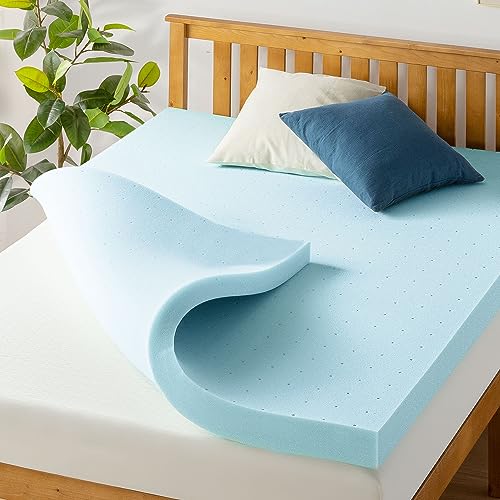 Best Price Mattress 4 Inch Ventilated Memory Foam Mattress Topper, Cooling Gel Infusion, CertiPUR-US Certified, Dorm Essentials, Full