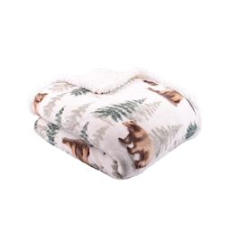 Dreams & Drapes Lodge - Bear Walks - Fleece Bedspread - 150cm x 200cm in Natural, (BRWNLZJPPD)